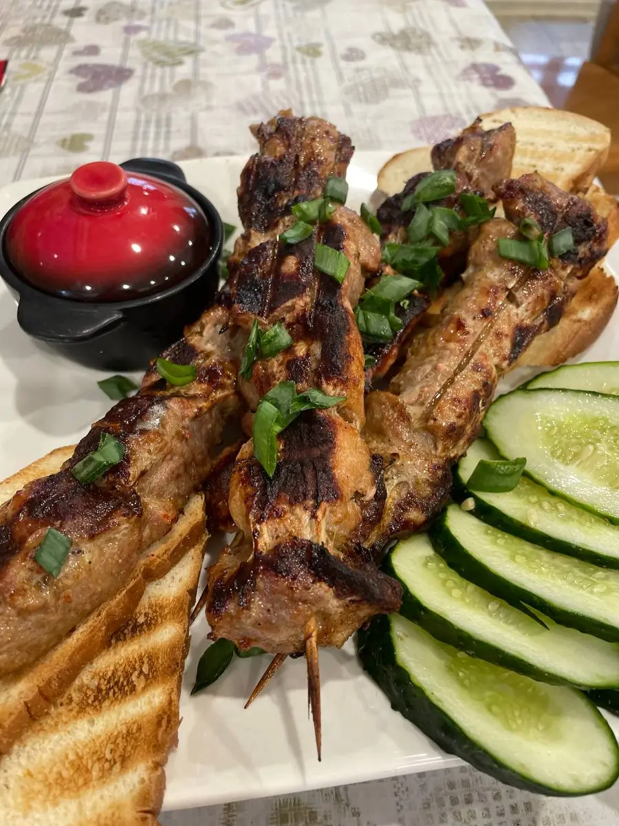 Мясо и овощи на мангале